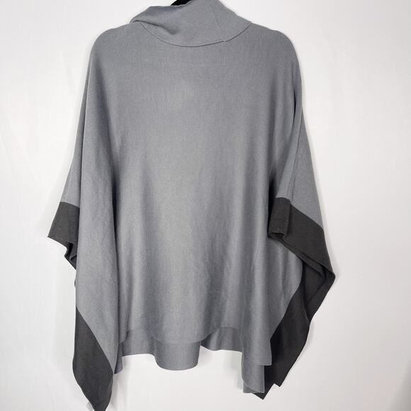 Ann Taylor XS/ S Gray Two Tone Poncho Sweater Oversized Cowl Neck Cozy Warm - Picture 2 of 10